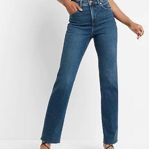 express super high waisted modern straight jeans dark wash